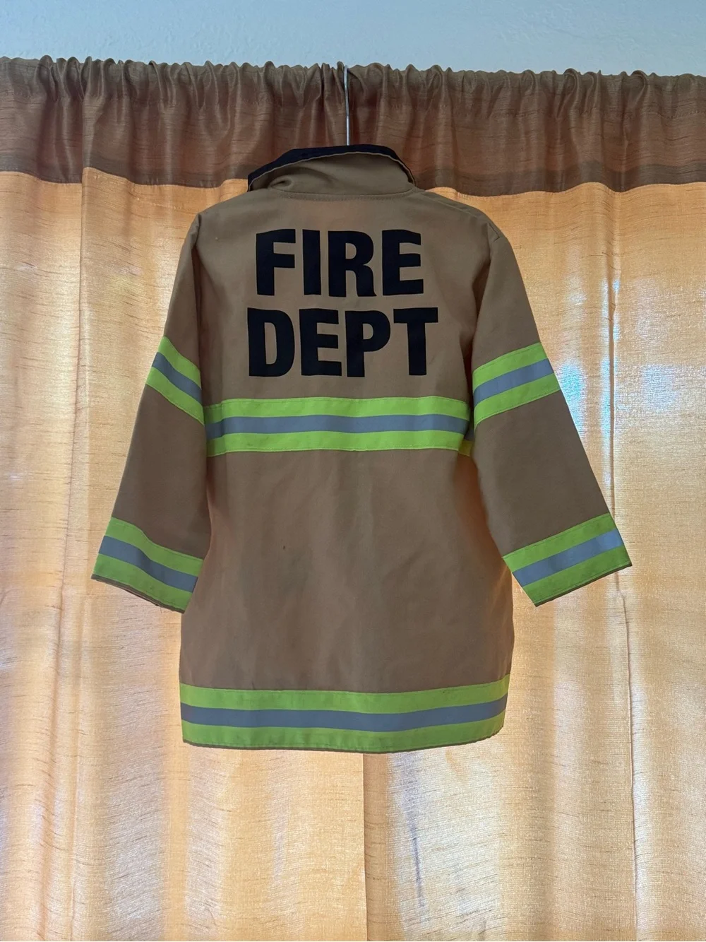 Melissa & Doug Tan Fire Dept Costume Jacket with Yellow-Reflective Stripes